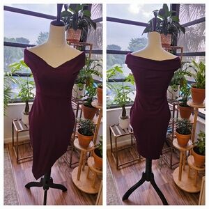Elegant Burgundy Off-Shoulder Dress